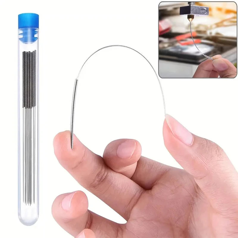 3D Printer Nozzle Cleaning Kit 0.2/0.25/0.3/0.35/0.4mm (0.008–0.016 in) Stainless Steel Needles with Handle & Case, Multipurpose Cleaner for Printer Nozzles, Gas Stoves, Shower Heads, Car Wipers