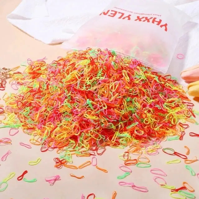 1000-Pack Colorful Small Elastic Hair Bands - Disposable Micro Ponytail Holders for Girls