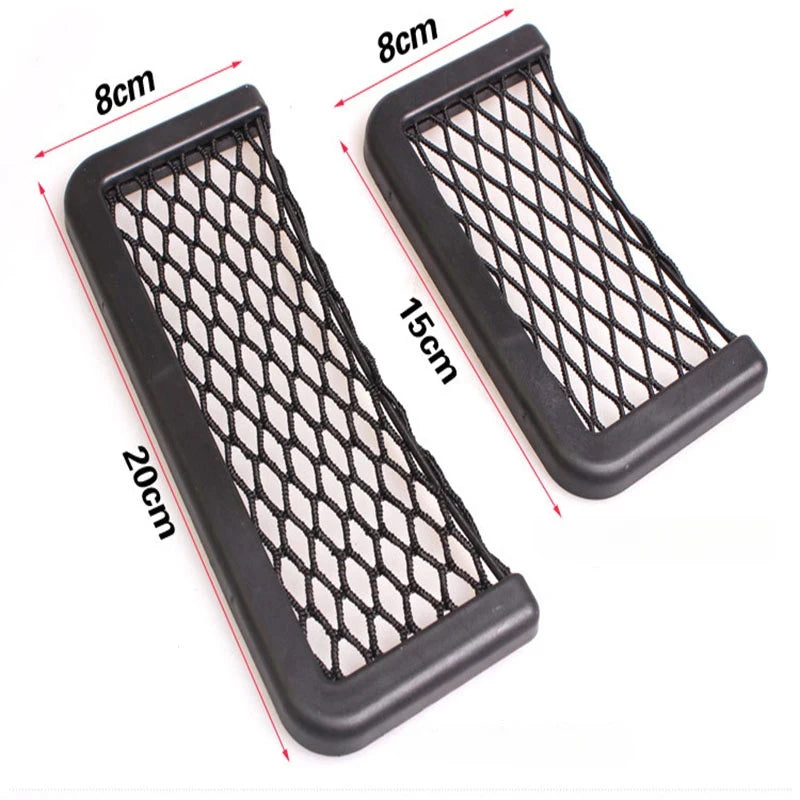 Car Seat Back Mesh Storage Pocket – Elastic Phone & Sundries Organizer, 4-Pack (15×8 cm / 20×8 cm | 5.9×3.1 in / 7.9×3.1 in)