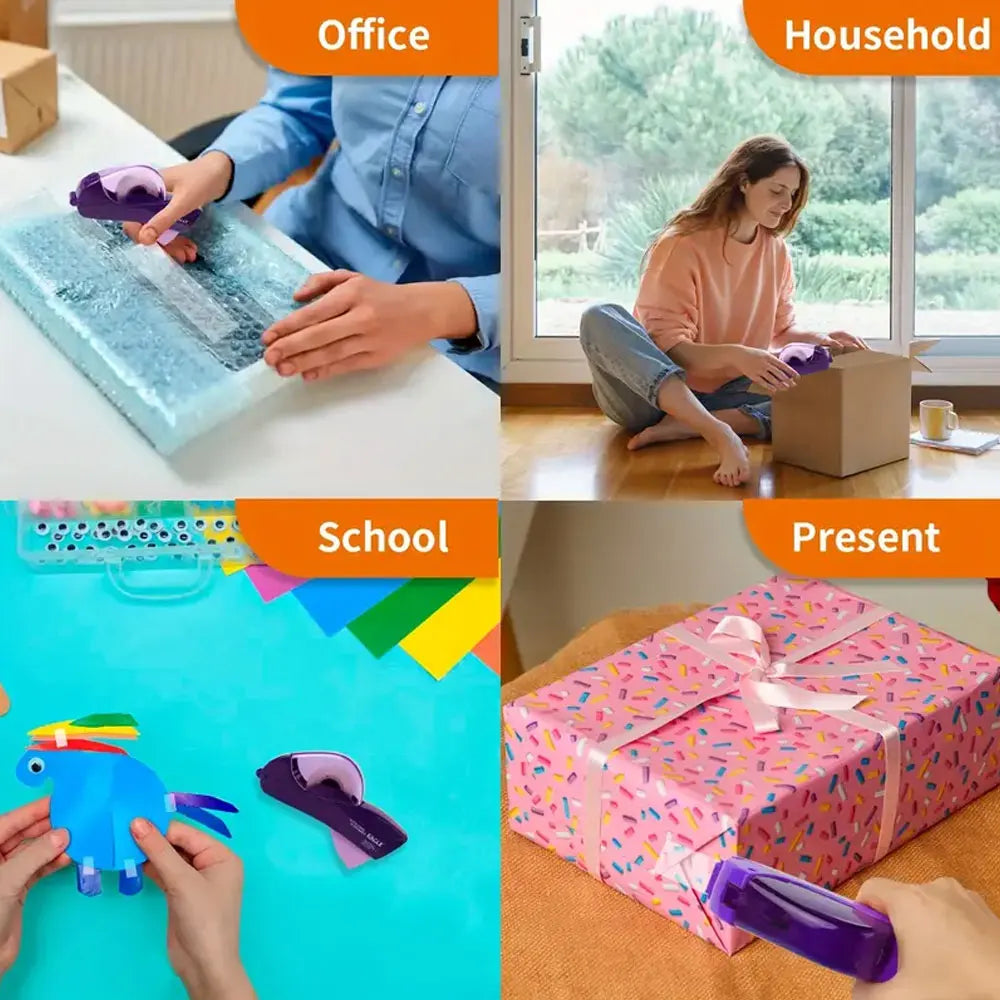 Automatic Single-Hand Tape Dispenser with 3/4 in (19 mm) Tape Roll for Gift Box Packaging