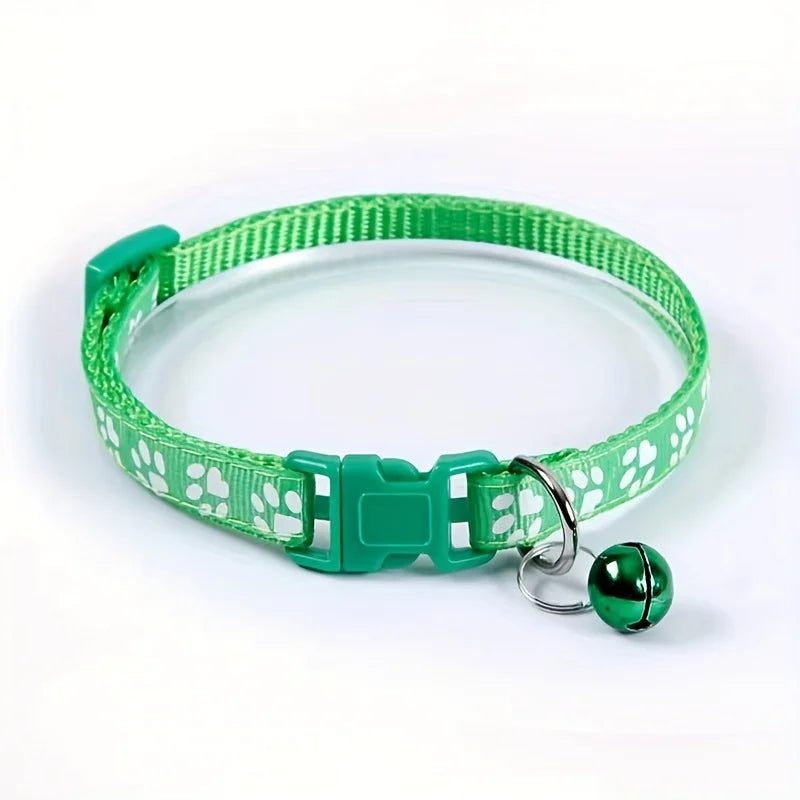 Adjustable Cat Collar with Bell – Colorful Pattern Kitten Necklace & DIY Ring Pet Accessory