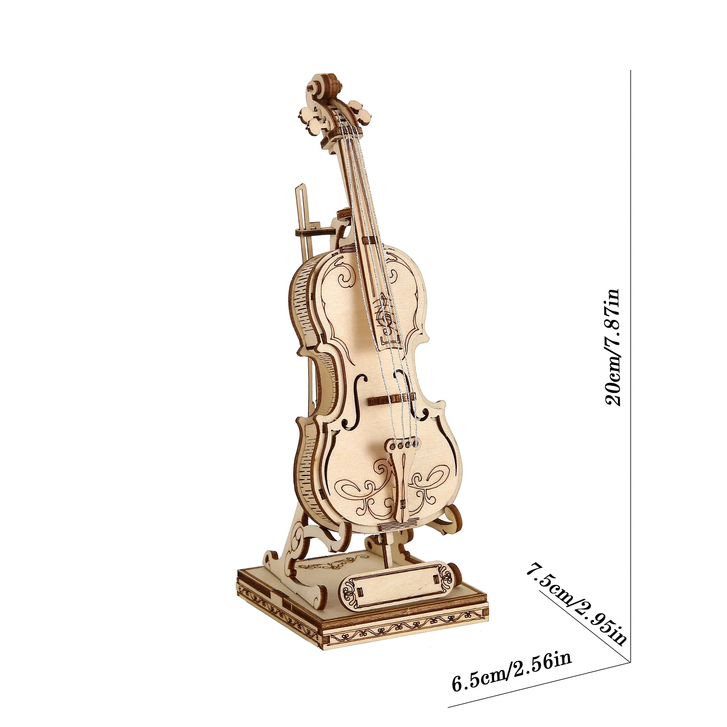 Violin 3D Wooden Puzzle Kit - DIY Scale Model, Mechanical Building Toy & Home Decor