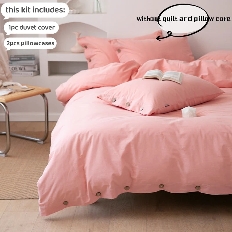 3-Piece 100% Cotton 400TC Twill Duvet Cover Set with 2 Pillowcases – Solid 220×240 cm (86.6×94.5 in)