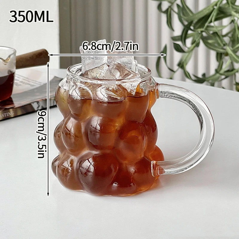 Aesthetic Borosilicate Glass Coffee Cups – Heat-Resistant Iced Coffee & Tea Glasses, 350ml (12oz) & 465ml (16oz)