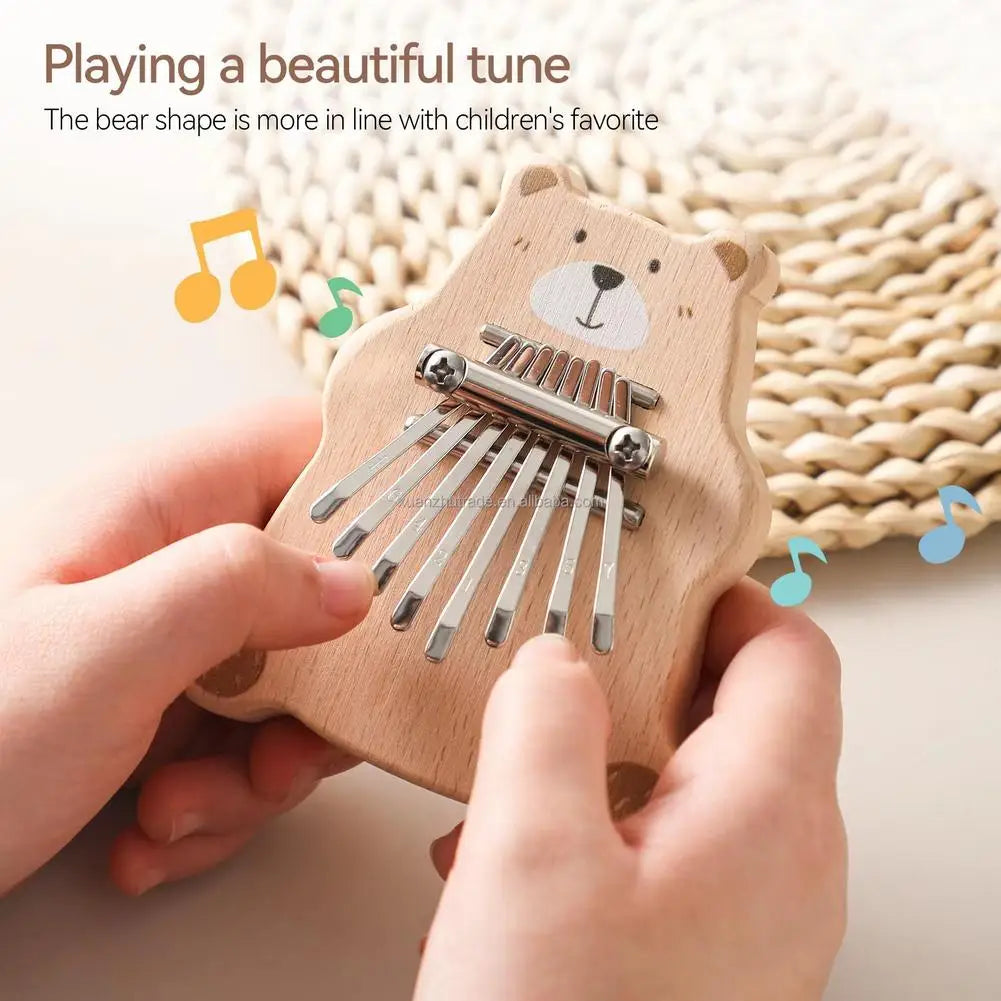 8-Key Mini Kalimba Thumb Piano Portable Bear Design Montessori Music Toy & Kids Gift