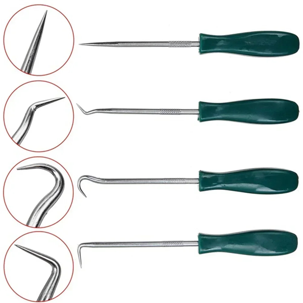 4-Piece Oil Seal Pick Hook Set 135mm (5.31 in) Valve Seal Removal Tools for Auto, Garage & Mechanics