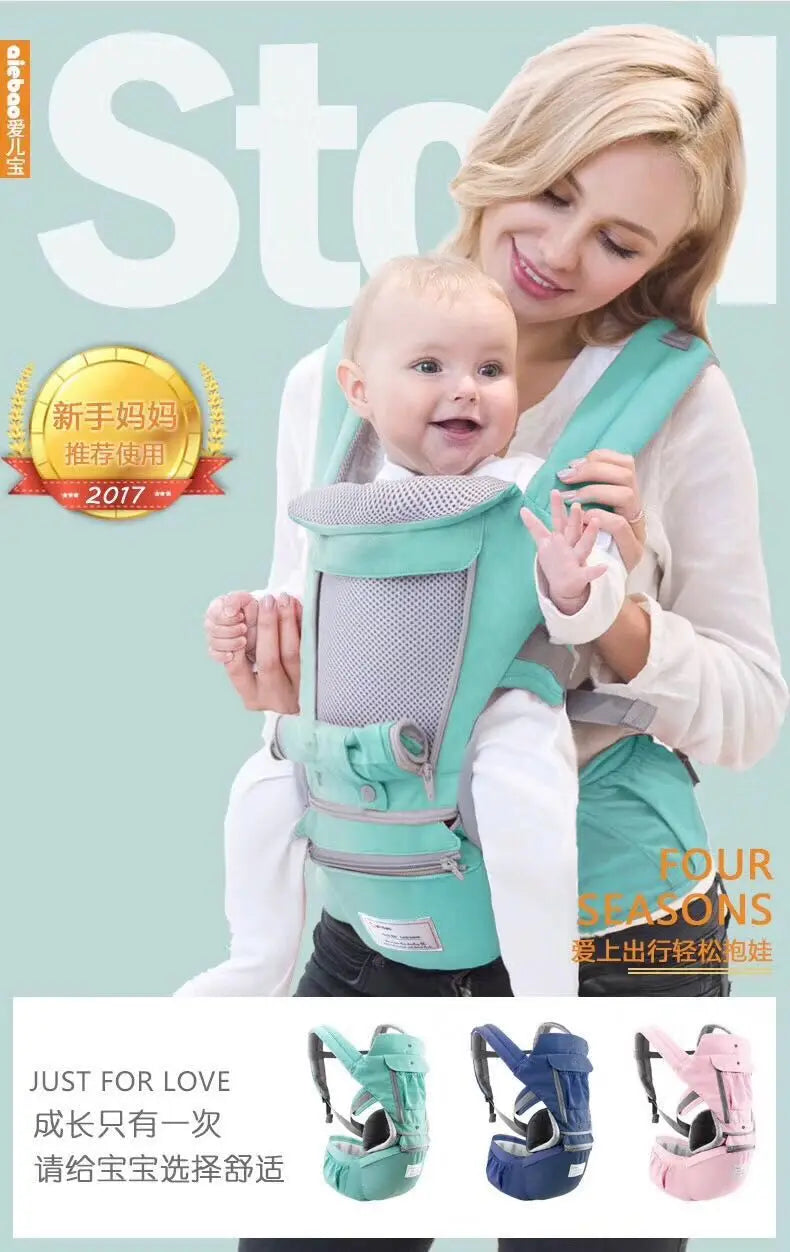 Ergonomic Baby Carrier Hipseat Sling 0-36 Months Front, Back & Side Carry Travel Wrap