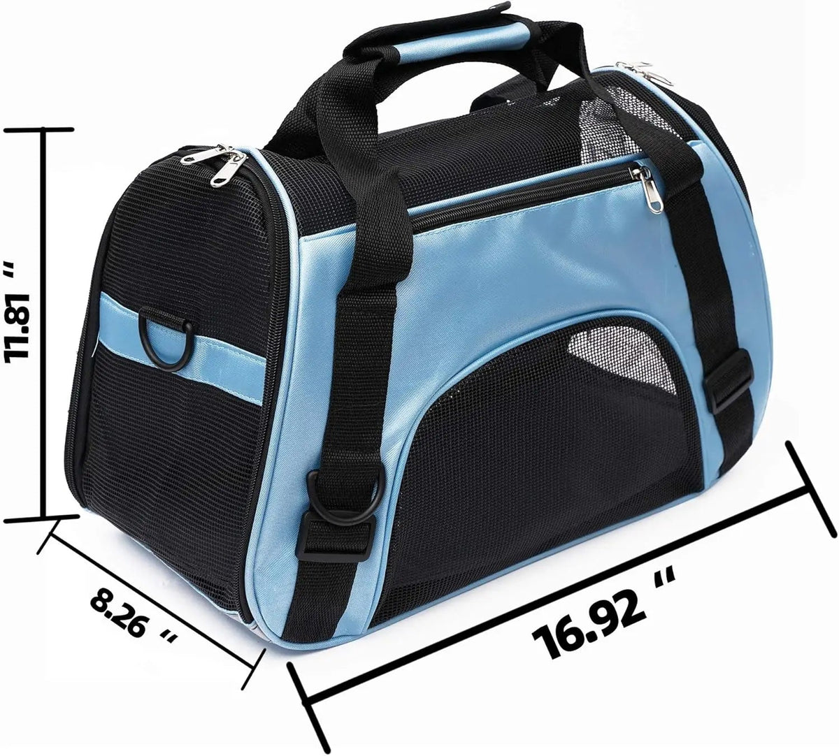 FanzyMarket small portable pet carrier bag with breathable mesh, soft-sided design, adjustable strap, suitable for small dogs and cats.