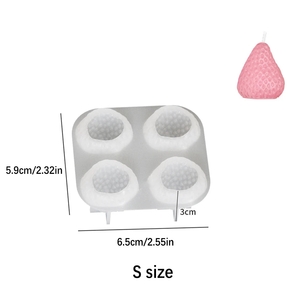 3D Strawberry Silicone Candle Mold - Cute Fruit DIY Candle Making Kit for Valentine's Day, Weddings & Home Decor