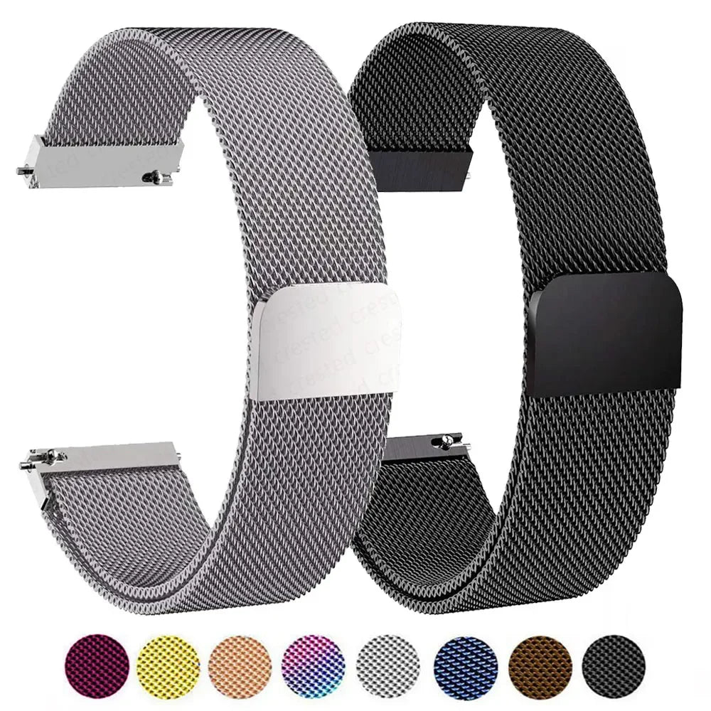 Stainless Steel Magnetic Milanese Loop Watch Band – 18/20/22mm Replacement for Smartwatches