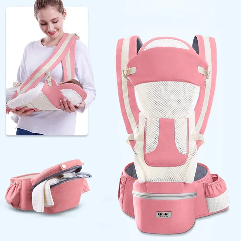 Ergonomic Newborn & Infant Hipseat Baby Carrier Sling — Front & Back Facing Travel Kangaroo Wrap