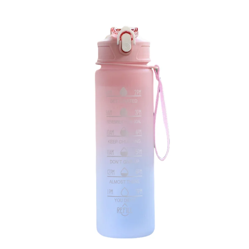 750–800ml Time-Tracking Sports Water Bottle with Straw, Leak-Proof Locking Flip Lid & Carry Strap (25–27 fl oz)