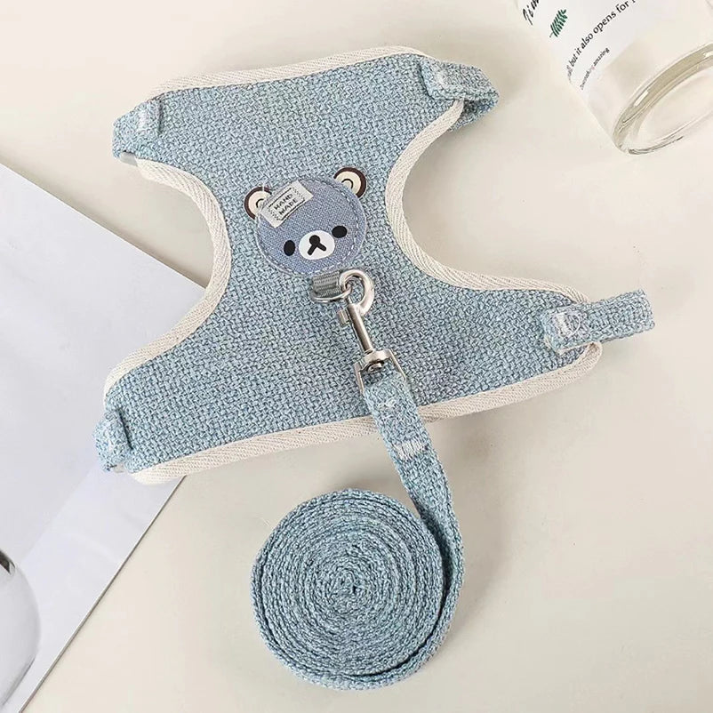 Teddy Cartoon Vest Harness & Leash Set for Small Dogs and Puppies