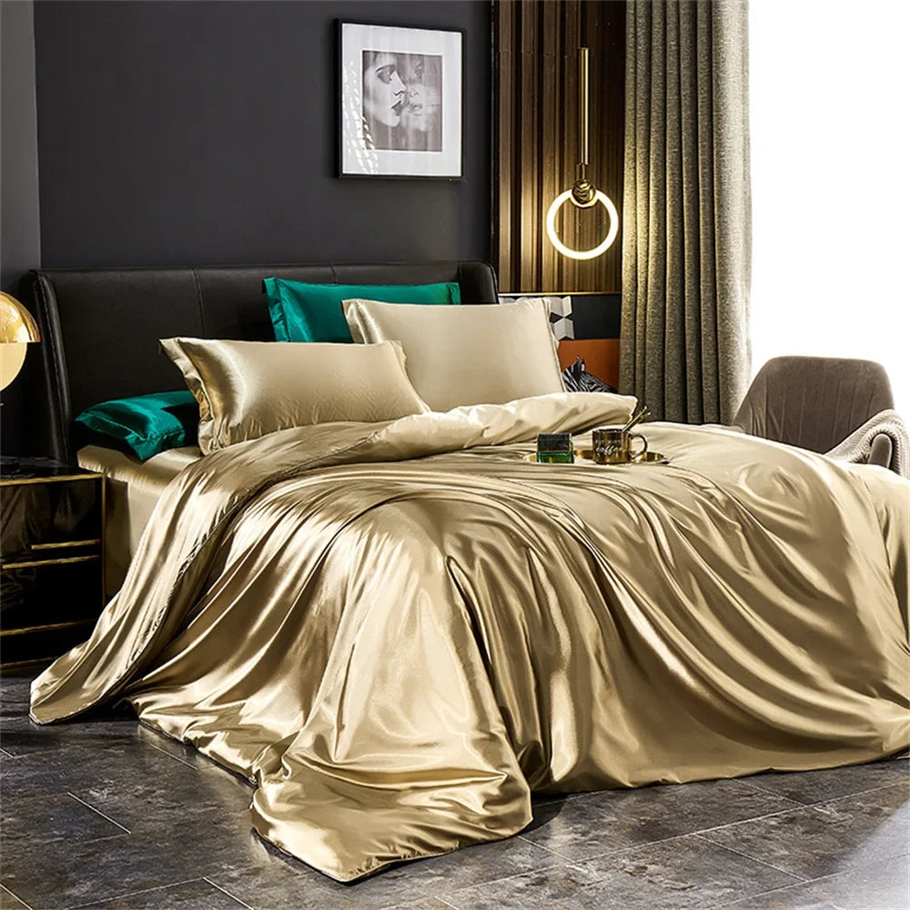 Luxury Silk-Feel Satin Bedding Set - Duvet Cover, Bed Sheet & Pillowcases - Twin/Full/Queen/King (3-5 Pc)