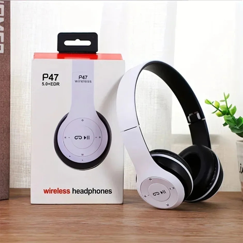 Bluetooth 5.0 Wireless Headphones with Microphone - Foldable Over-Ear Stereo Headset, HiFi Bass for Smartphone, TV & Gaming