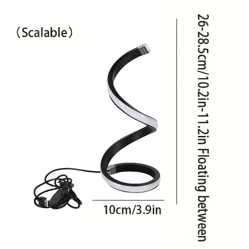 USB Plug-In Spiral LED Night Light – Dimmable 3-Color Adjustable Bedside Desk Lamp for Bedroom, Living Room, Office
