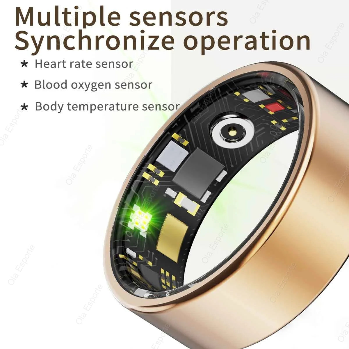 Smart Health Ring — Heart Rate, SpO2 & Skin Temperature Monitor, Sleep & Activity Tracker, 5ATM Waterproof, Bluetooth for Android & iOS — US Sizes 6–14 (16.5–22.3 mm / 0.65–0.88 in)