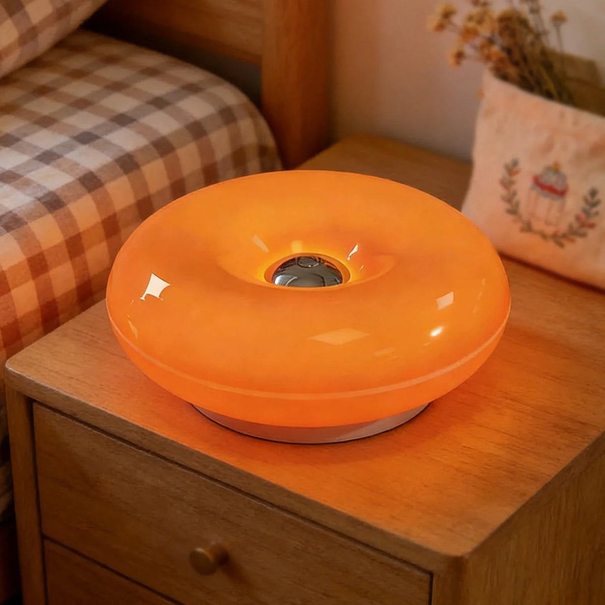 Donut LED Table Lamp Dimmable Warm Ambient Night Light for Bedroom, Kids Room & Home Decor