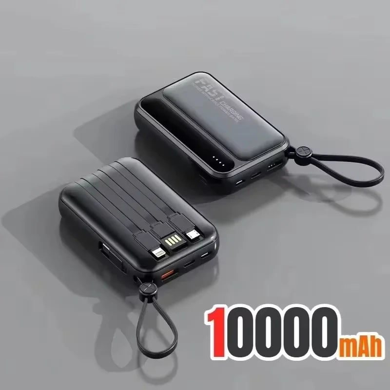 Fast Charging 50000mAh Power Bank with 4 Built-in Type-C Cables - 120W Portable Charger for iOS and Android Devices