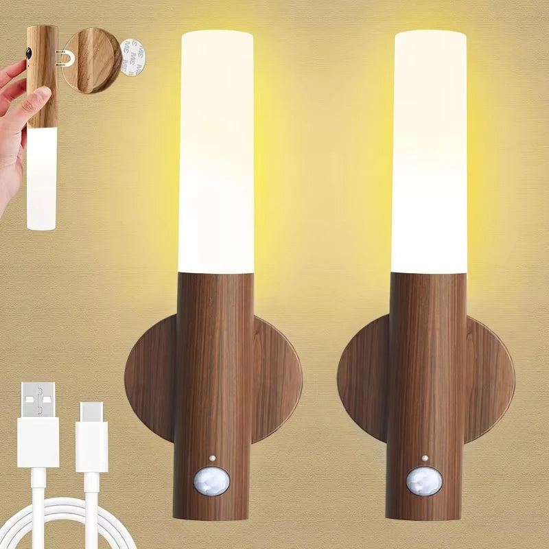 USB Rechargeable Magnetic LED Motion Sensor Night Light – Portable Wall Lamp for Hallway, Bedroom, Stairs, Closet & Cabinet