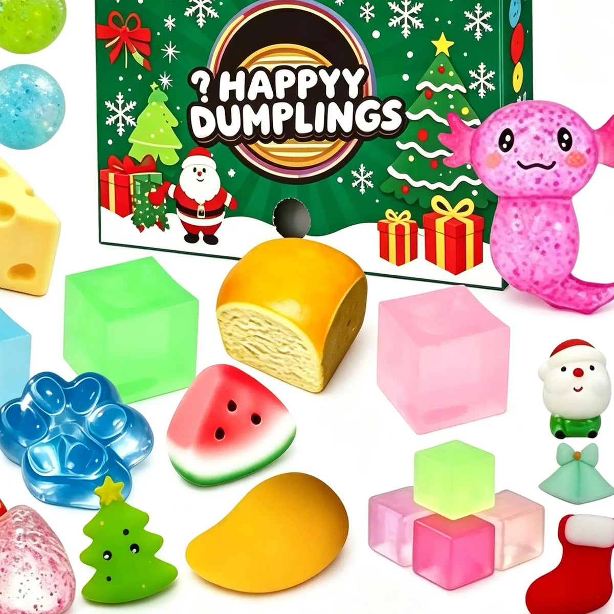 24-Day Christmas Dumpling Squishy Advent Calendar – Slow-Rising Sensory Fidget Countdown, Stress Relief Party Favors