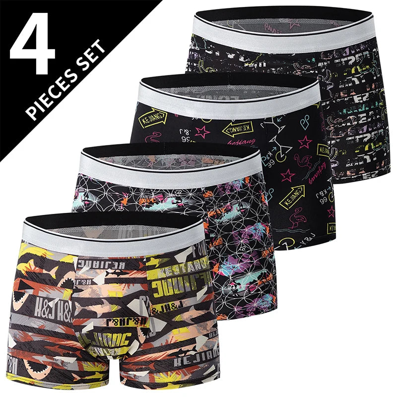 4/5-Pack Men's Printed Boyshort Swim Trunks – Comfortable Plus-Size Beach & Swim Shorts