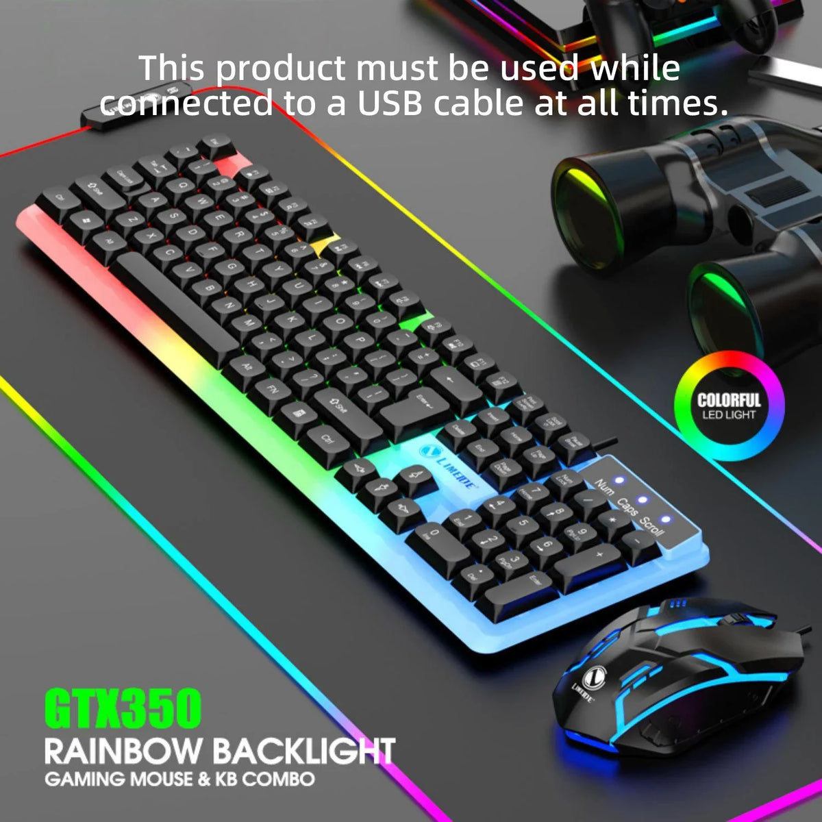 RGB Backlit Wired Keyboard and Mouse Set - 104-Key Mechanical-Feel USB Gaming & Office Combo
