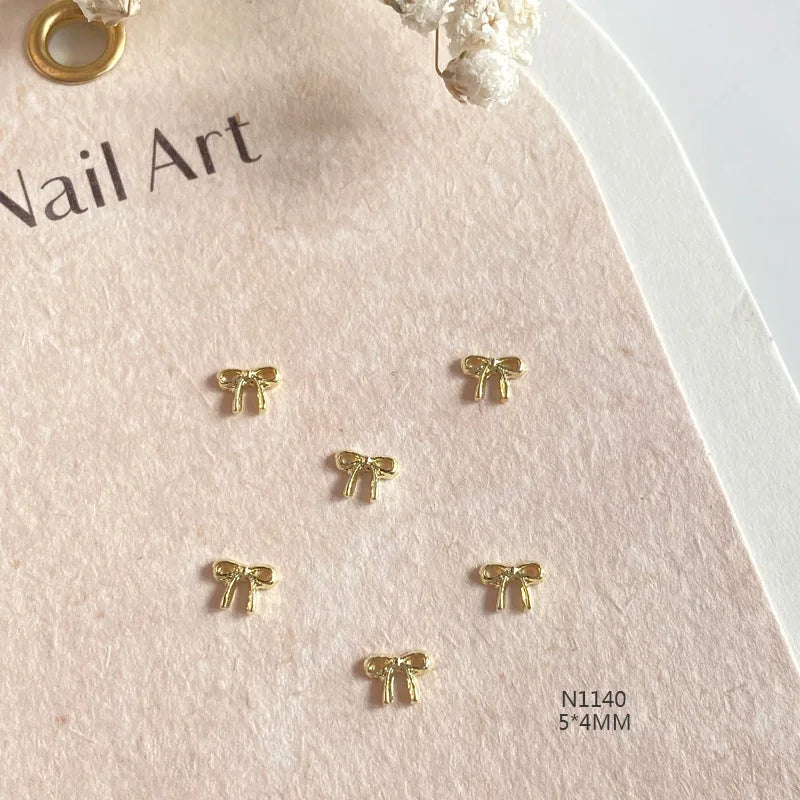 10-Pack Gold & Silver Bow Nail Charms Alloy Bowknot Nail Art Decorations