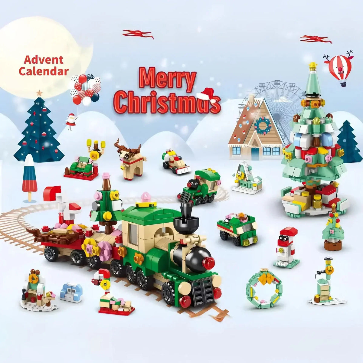 24-Day DIY Christmas Building Blocks Advent Calendar Set, Holiday Surprise Toy Box for Kids — LEGO-Compatible Creative STEM Gift