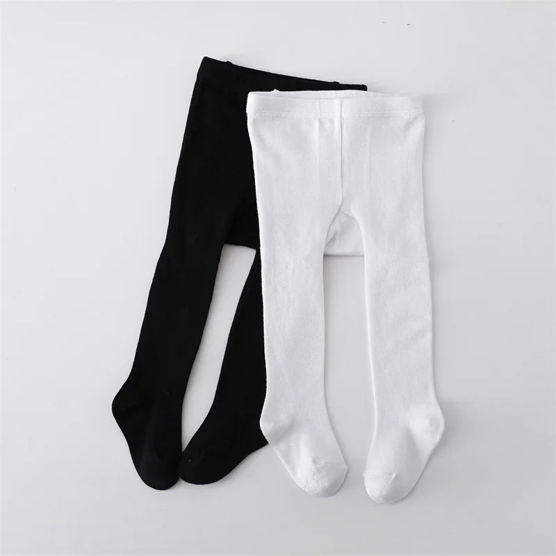 Baby Girl Cotton Knitted Tights Newborn & Toddler Pantyhose Casual White Black