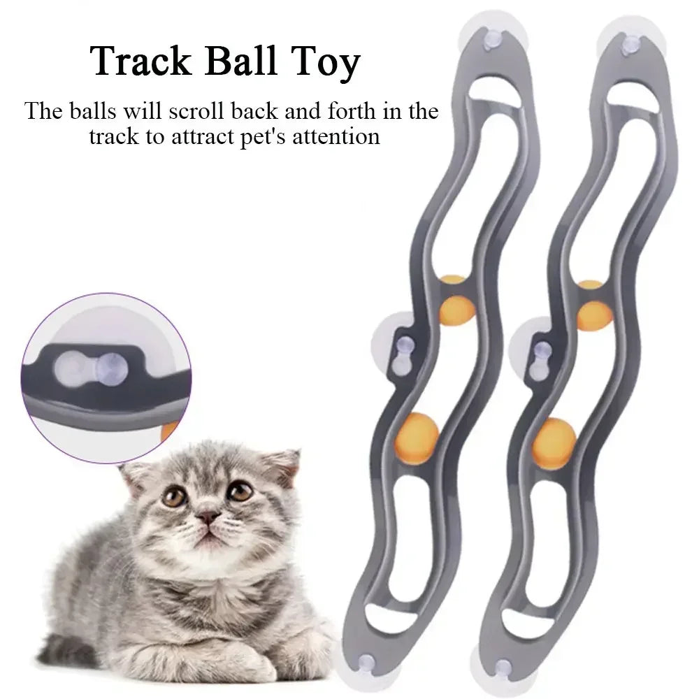 Window-Mounted Interactive Cat Track Toy with Suction Cups for Cats & Kittens