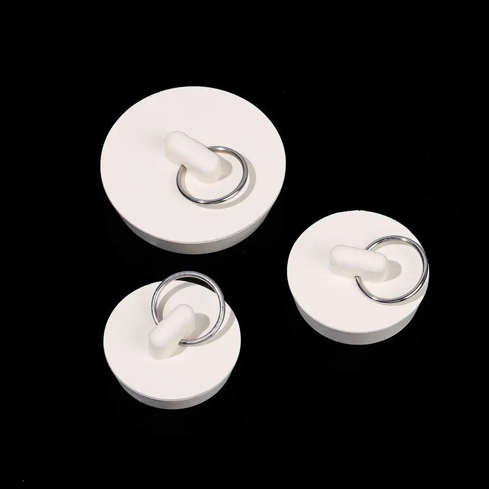 Universal Rubber Sink & Bathtub Drain Stopper Plug — Leakproof Floor Drain Strainer, White