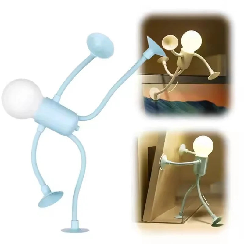 Mini Poseable Athlete Night Light with Suction Cup - Battery-Operated One-Touch Desk & Nursery Lamp