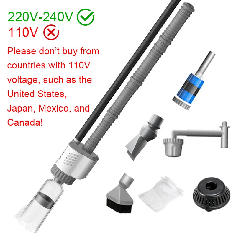 Automatic Aquarium Water Change Pump 30W 220–240V, Electric Fish Tank Gravel Siphon Cleaner 2000 L/h (≈528 GPH)