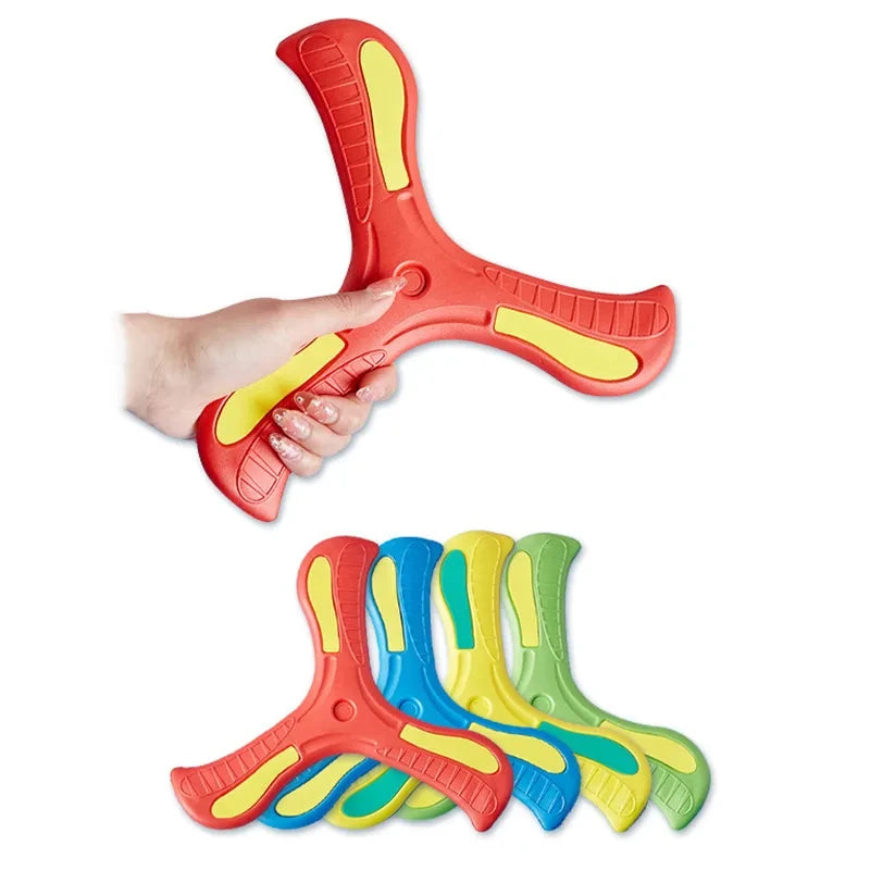 Soft Foam Boomerang Flying Disc for Kids & Adults - 9 x 9 in (23 x 23 cm) Three-Leaf Outdoor Throwing Toy, Unisex