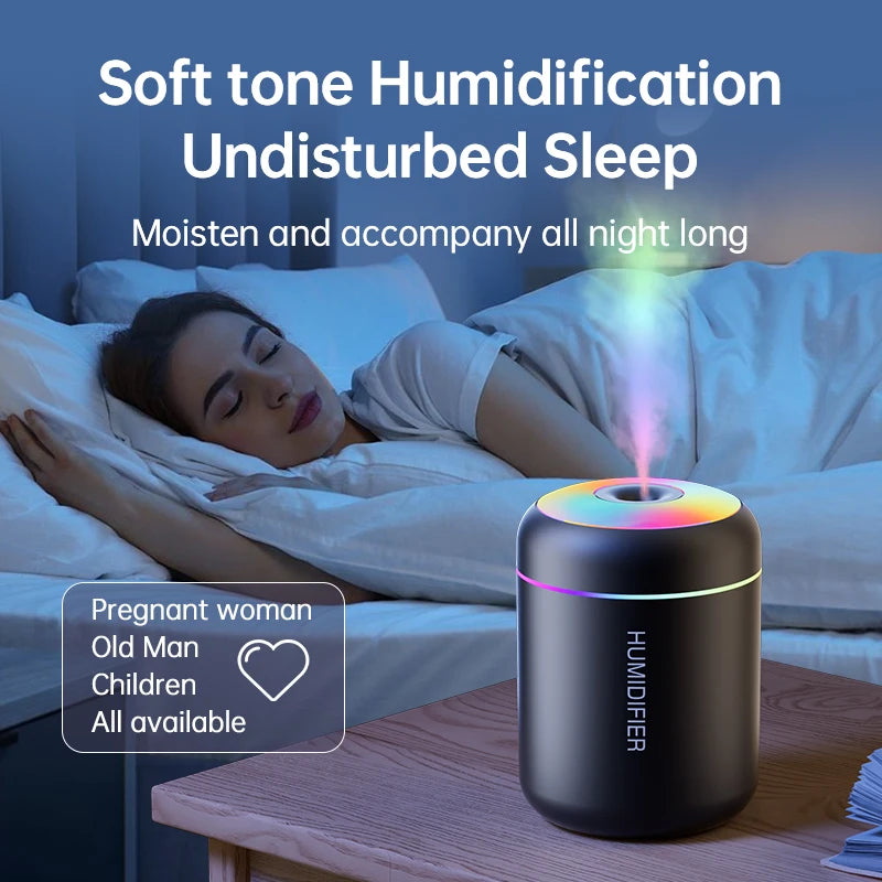 180ml (6.1 fl oz) Mini USB Ultrasonic Humidifier Aroma Diffuser for Car Home Bedroom with LED Light