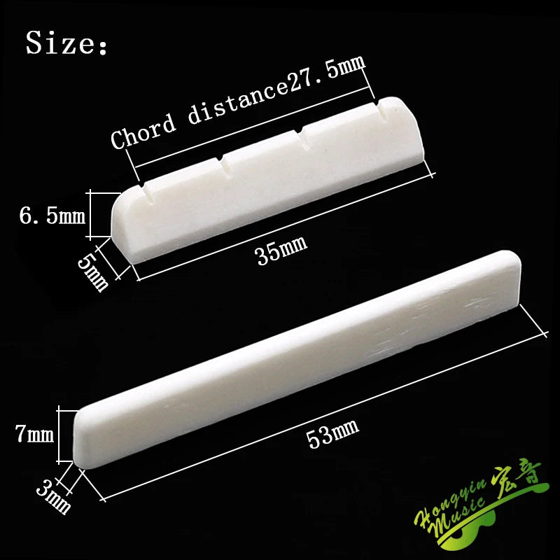 Ukulele Bone Bridge, Nut & Saddle Set - Real Bovine Bone Replacement