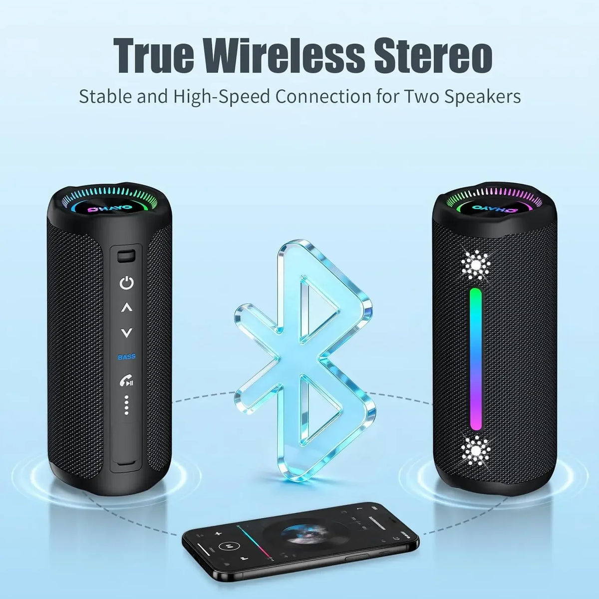 35W Bluetooth Speaker with LED Lights IPX7 Waterproof Portable HiFi Speaker with Bass Boost & TWS Wireless Stereo for Home, Outdoor & Travel
