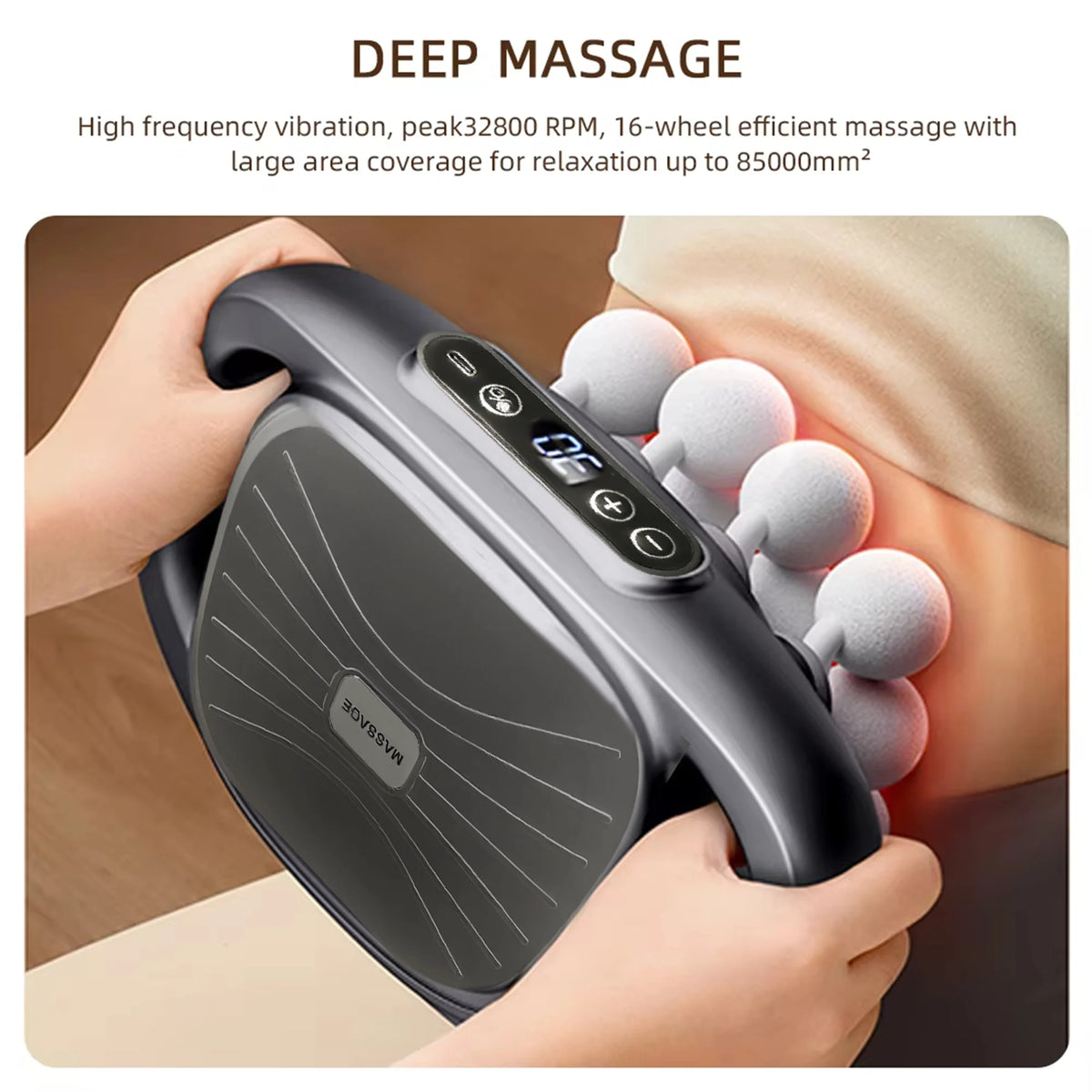 Deep Tissue Massage Gun with 16 Heads - Electric Muscle Percussion Massager for Back, Shoulders, Legs & Feet