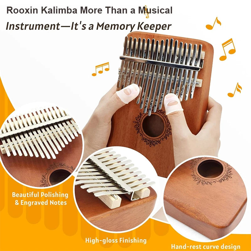 17 & 21-Key Kalimba Thumb Piano Finger Piano — Mahogany Mbira with Tuning Kit for Beginners