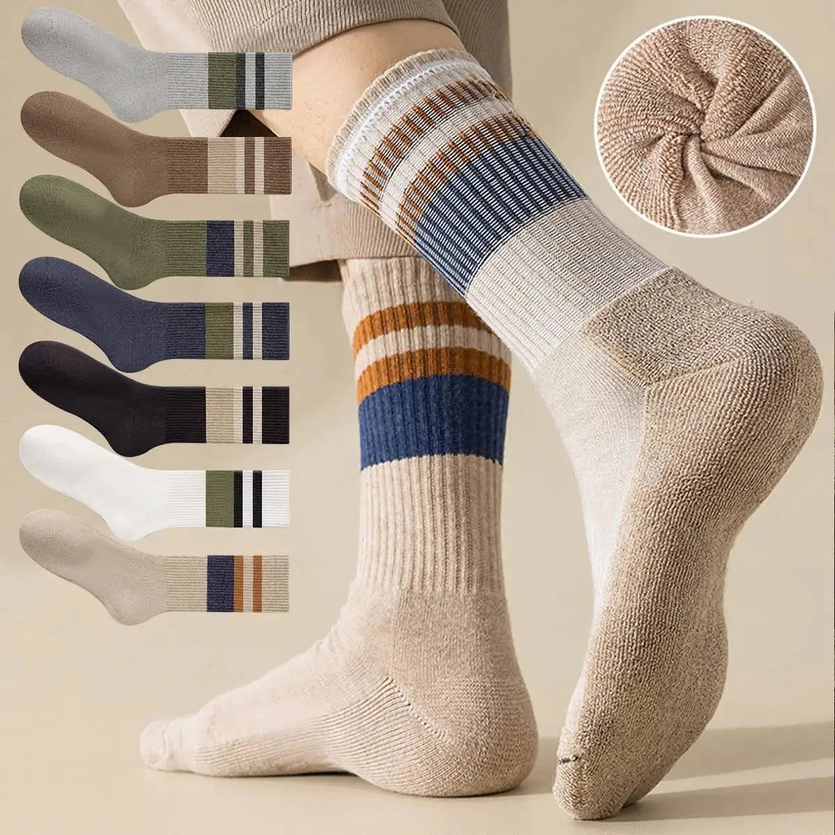 Men's Breathable Sports Crew Socks, 3/5/10 Pairs, Polyester-Cotton Anti-Odor Sweat-Absorbent