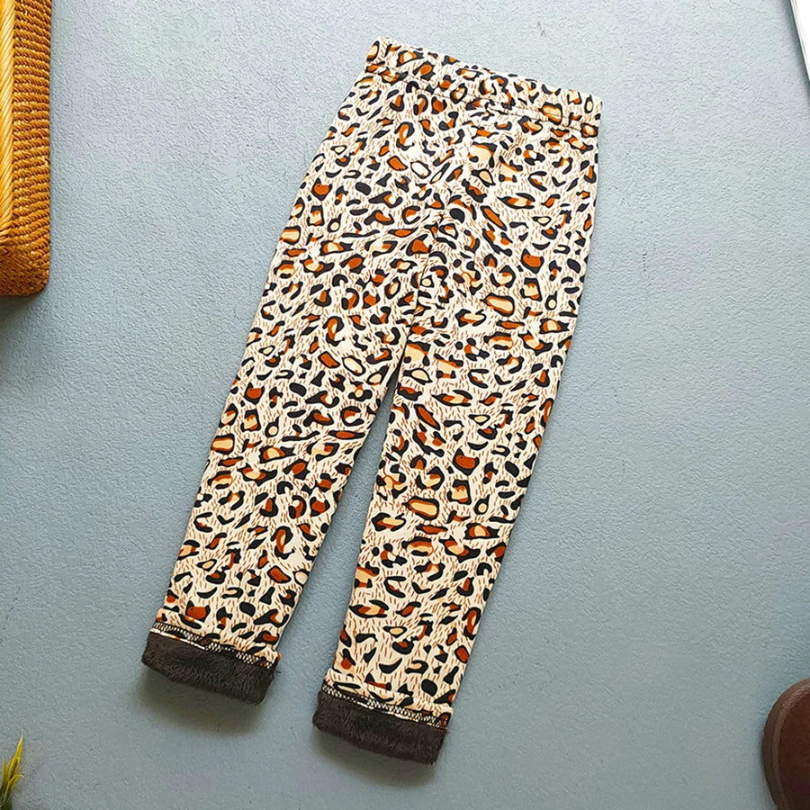 Girls Floral Fleece-Lined Leggings - Thick Warm Winter Pants for Toddlers and Kids (2-11 Years)
