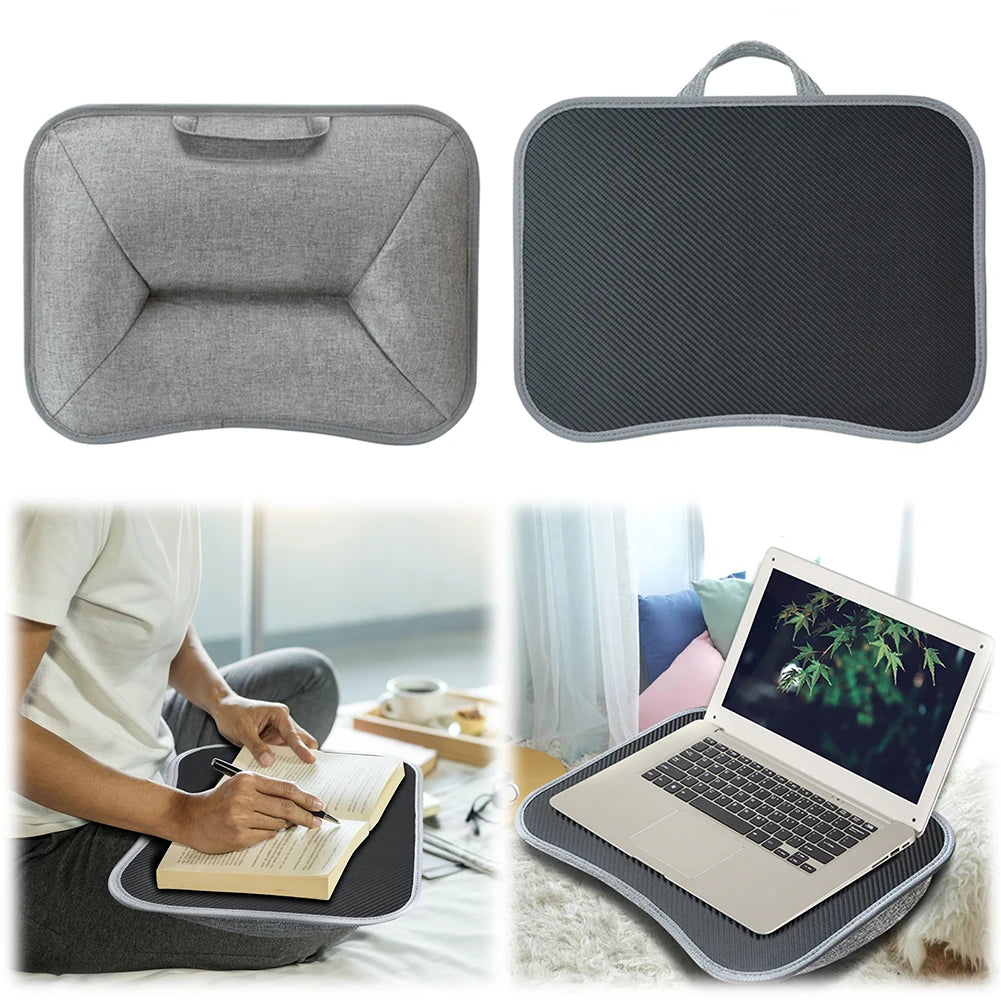 Laptop Lap Desk for 13–15 Inch (33–38 cm) Laptops — Padded Lapdesk with Soft Pillow Cushion, Handle & Writing Tray for Couch, Work & Gaming