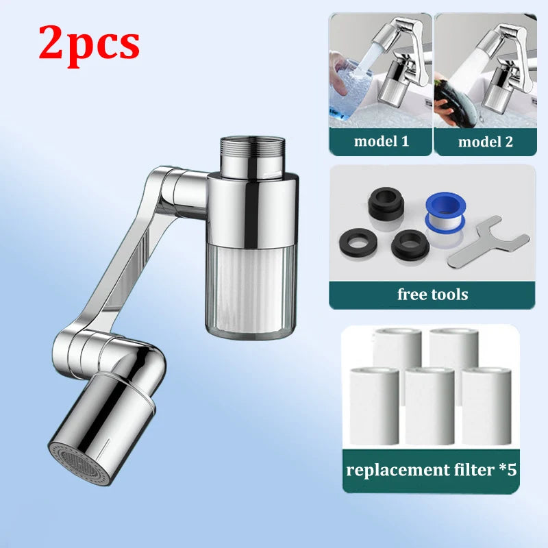 1080° Rotating Faucet Extender with Filter Aerator for Kitchen and Bathroom Splash-Proof Spout