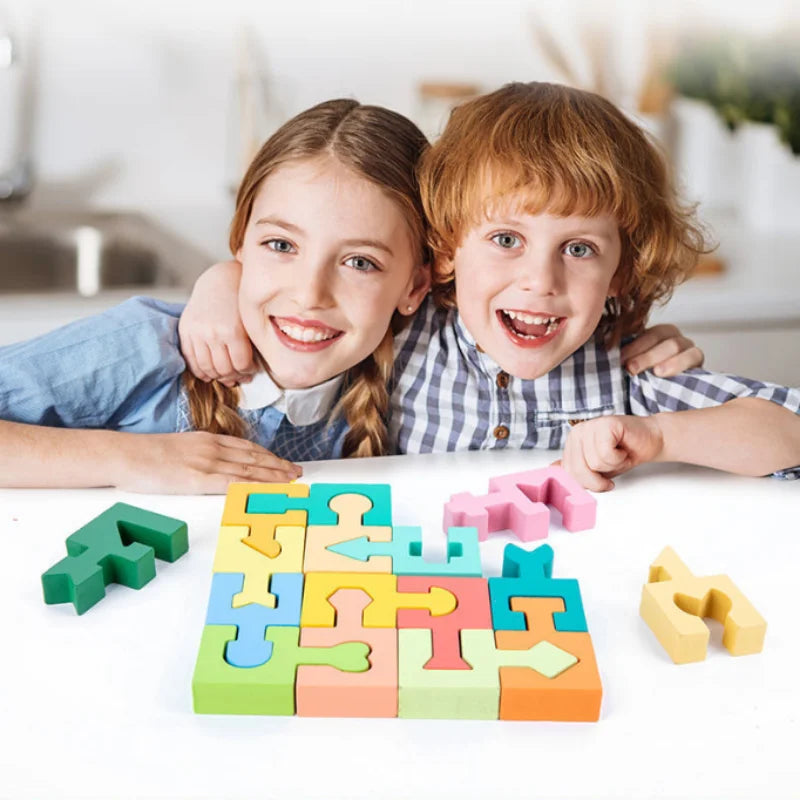 Wooden Shape-Matching Puzzle Blocks for Kids – Montessori Educational Toy, Ages 3-12