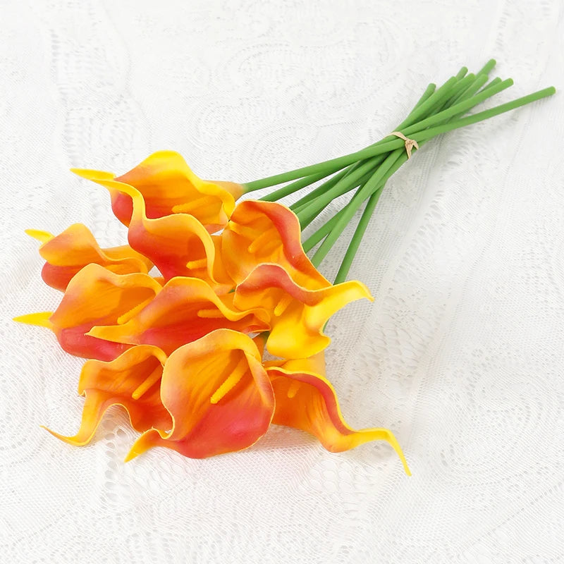 5-Pack PU Calla Lily Artificial Flowers Bouquet – 15.7 in (40 cm) Faux Calla Lilies for Wedding & Home Decor Vase Arrangement