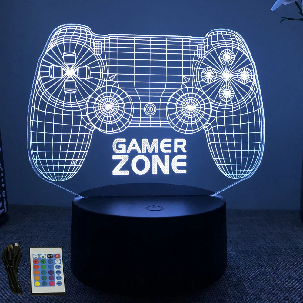 Neon Gamer 3D LED Night Light RGB – Gaming Table Lamp for Kids, Bedroom & Gamer Room