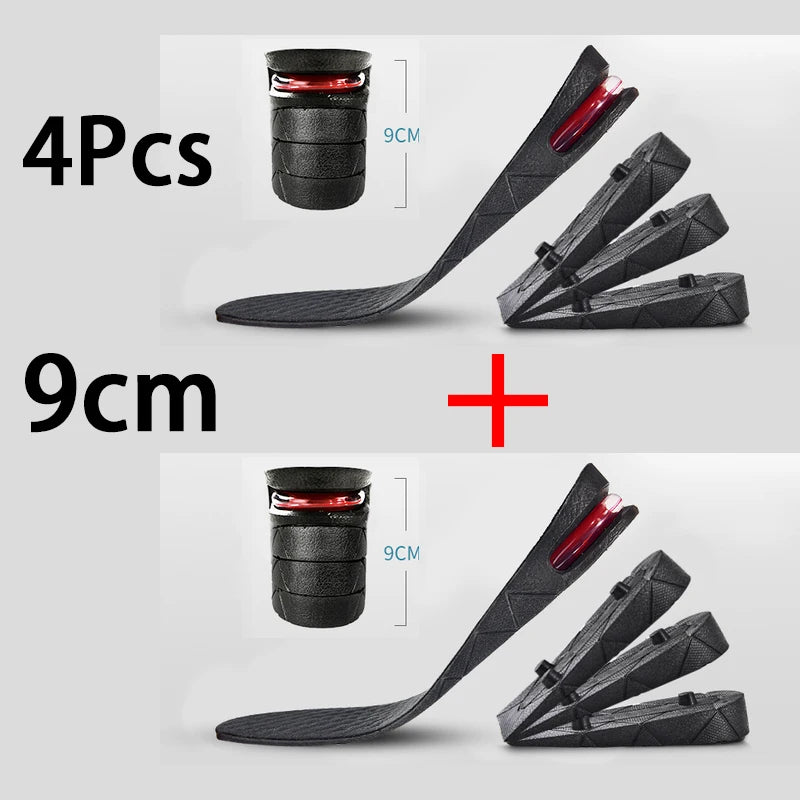 Adjustable Height-Increase Insoles 3–9 cm (1.2–3.5 in) – Invisible Air Cushion Shoe Inserts, Cut-to-Fit Elevator Insoles