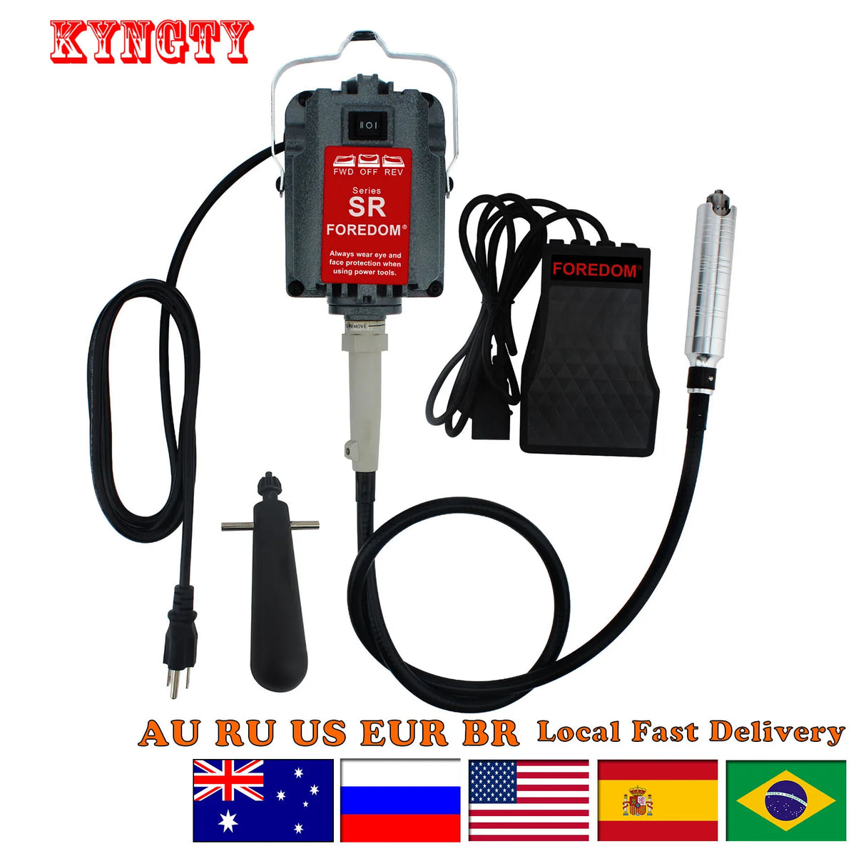 SR Hanging Flex Shaft Rotary Tool 230W with Stepless Foot Pedal – Rotary Carver for Engraving, Polishing & Buffing