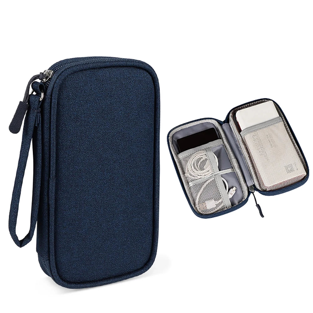 Portable Waterproof Cable Storage Bag - Travel Organizer Pouch for Power Bank, Earphones & Cables